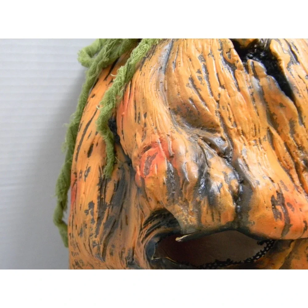 Gemmy Halloween Creepy Pumpkin Mask Jack O Lantern Adult Horror Costume Prop